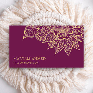 Gold Purple Henna Mehndi Islamic Business Card