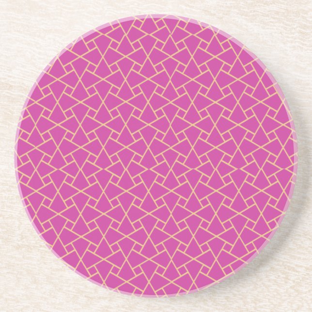 Gold, Purple Islamic Pattern Sandstone Coaster (Front)