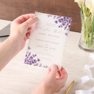 Gold Purple Lavender Nuestra Boda Spanish Wedding Vellum Invitations