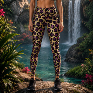 Gold & Purple Leopard Print Leggings