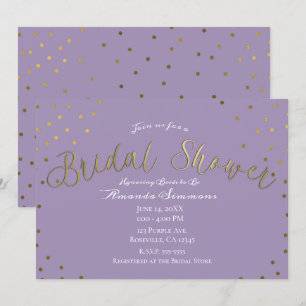Gold & Purple Lilac Modern Glam Bridal Shower Invitation