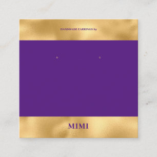 Gold Purple Luxury Earring Display Business Card