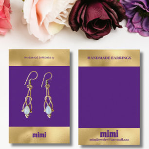 Gold Purple Luxury Earring Display Business Card