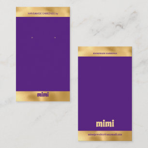 Gold Purple Luxury Earring Display Business Card