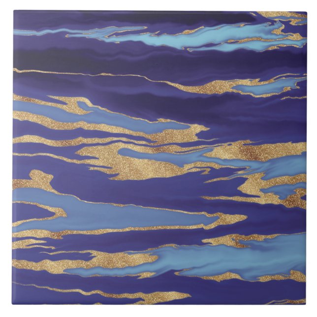 Gold Purple Marble Abstract Painting Tile (Front)