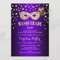 Gold Purple Masquerade Ball Birthday Party