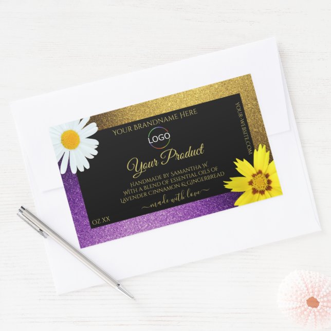 Gold Purple Metallic Black Product Labels Add Logo (Envelope)
