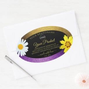 Gold Purple Metallic Black Product Labels Add Logo