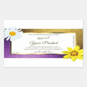 Gold Purple Metallic Glitter White Product Labels