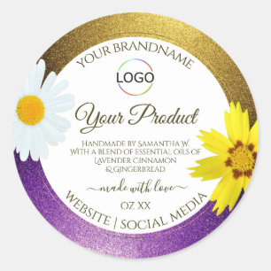 Gold Purple Metallic White Product Labels Add Logo