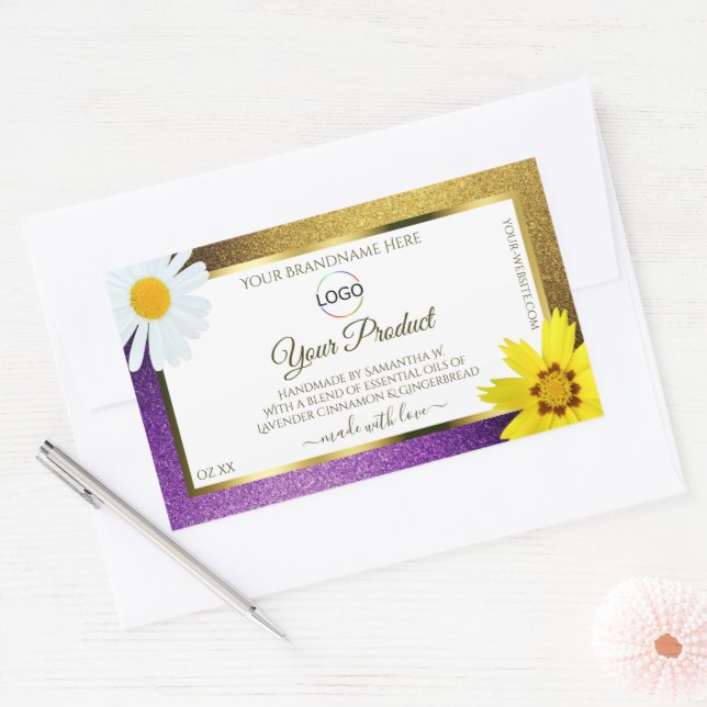 Gold Purple Metallic White Product Labels Add Logo (Envelope)