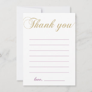 Gold & Purple   Modern Girl Party Thank You Note
