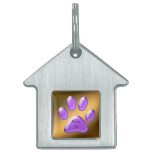 Gold Purple Pet ID Tag