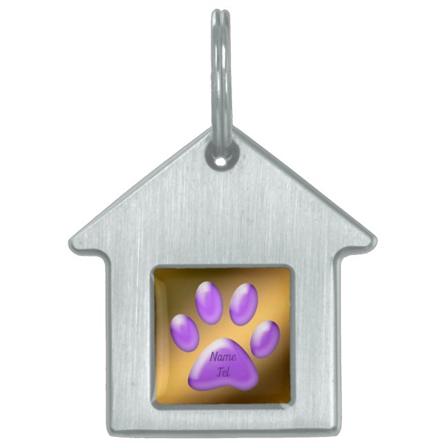 Gold Purple Pet ID Tag (Front)