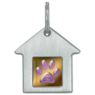 Gold Purple Pet ID Tag