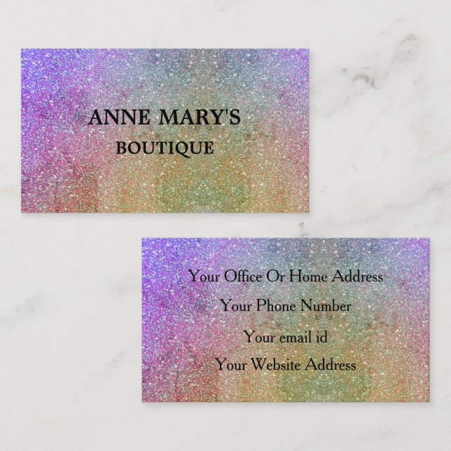 Gold Purple Pink Glitter Hair Salon Spa Boutique Business Card (Front/Back)