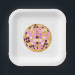 Gold Purple Retro Modern Disco Ball  Paper Plate<br><div class="desc">Dance,  dance! Evergreen disco mirrorball design for every dancing queen. Disco ball illustration pink aesthetic home decor,  party products and gifts.</div>