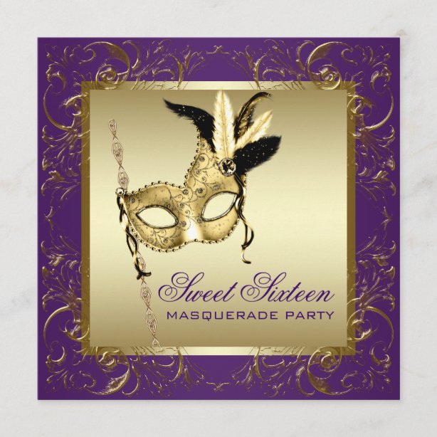 Purple Masquerade Party Invitations Zazzle Uk