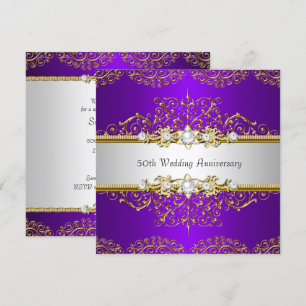 Gold Purple Swirl 50th Wedding Anniversary Invitation