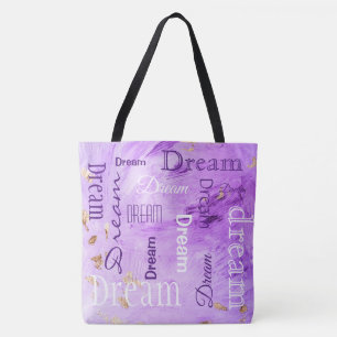 Gold Purple Typography Script Watercolor Tote Bag