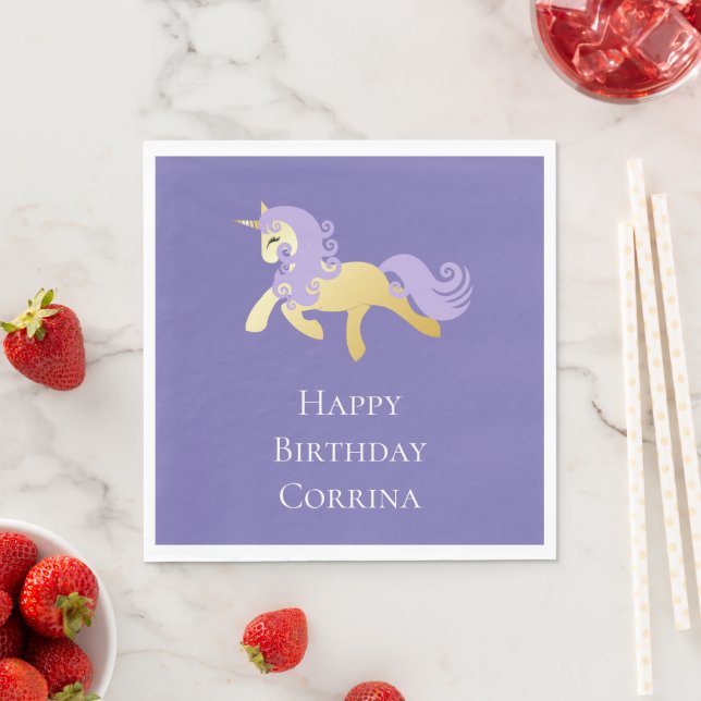 Gold Purple Unicorn   Napkin (Insitu)