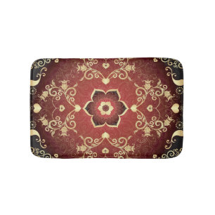 Gold-Purple Valentine Round Frame Bath Mat