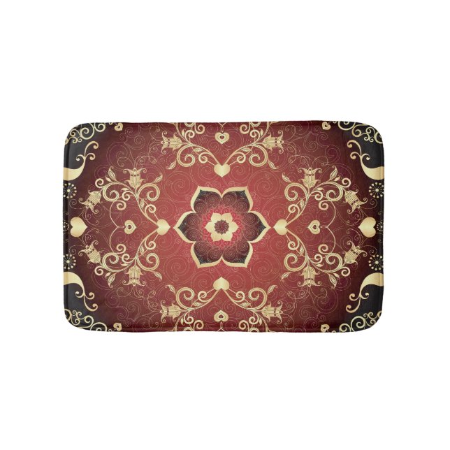Gold-Purple Valentine Round Frame Bath Mat (Front)