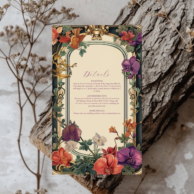 Gold Purple Vintage Floral Wedding Enclosure Card (Creator Uploaded)