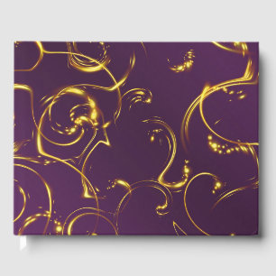 gold purple Wedding guestbook, festive decor Guest Book