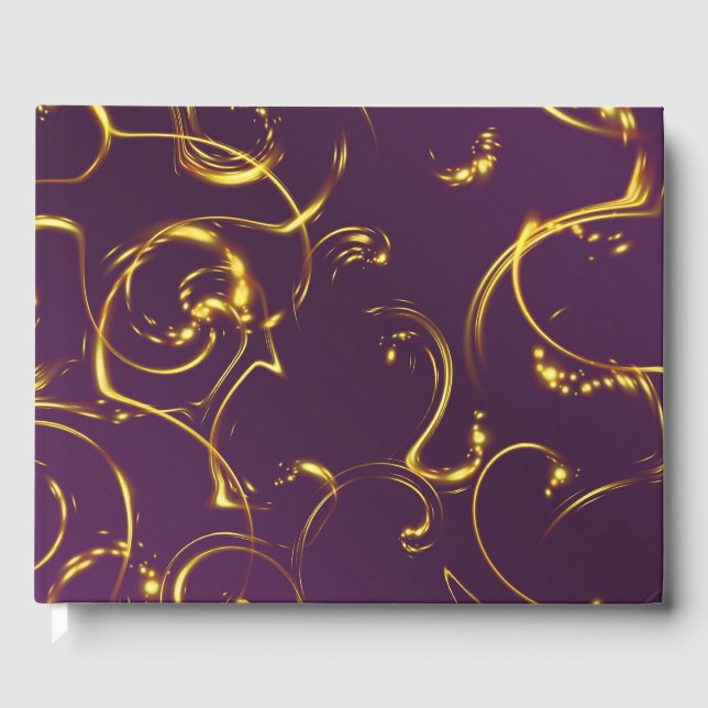 gold purple Wedding guestbook, festive decor Guest Book (Front)