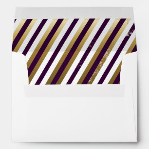 Gold, Purple, White Diagonal Stripe Envelope