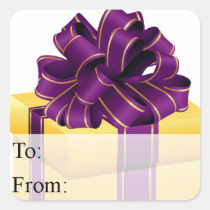 Gold Purple Wrapped Christmas Gift Gift Tag