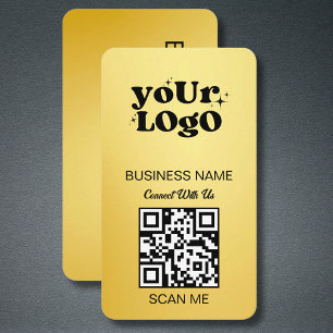 Gold QR Code Business Logo   Black Gold Modern Business Card