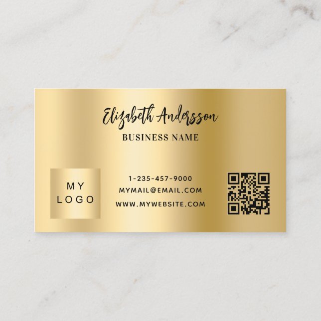 Gold qr code business logo loyalty card (Back)