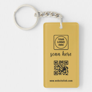 Gold QR Code Business Logo Promo Keychains