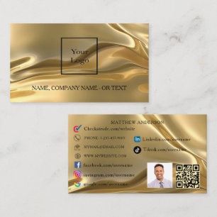 Gold qr code logo employee photo social media UK Business Card
