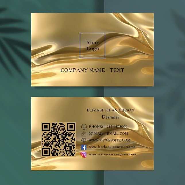 Gold qr code logo social media premium business card (Creator Uploaded)