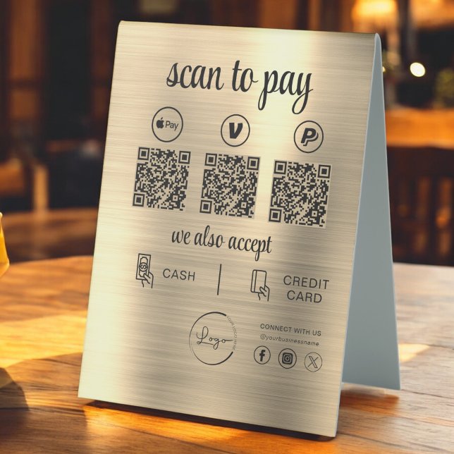 Gold QR Code Payment - Scan to Pay Business Logo (Creator Uploaded)
