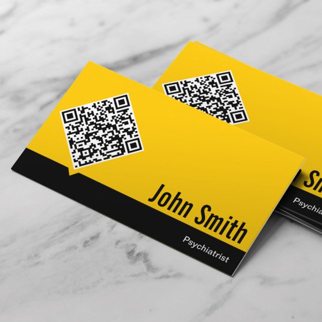 Gold QR Code Psychiatrist Business Card (Creator Uploaded)