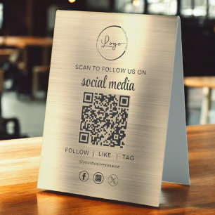 Gold QR Code Scan To Follow Us on Social Network