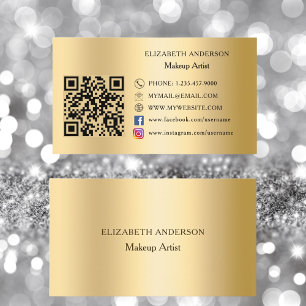 Gold Qr code social media premium Business Card