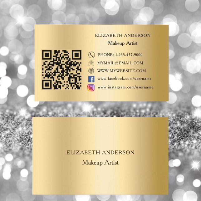 Gold Qr code social media premium Business Card (Creator Uploaded)