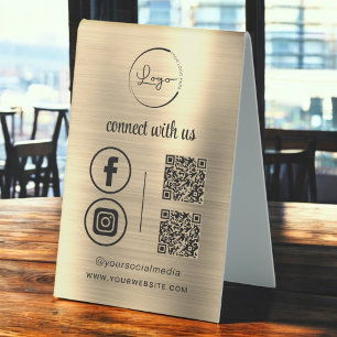 Gold QR Connect With Us Business Logo Social Media