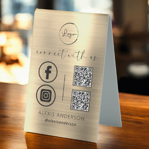 Gold QR Connect With Us Business Logo Social Media
