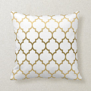 Gold Quatrefoil Pattern Custom Background Cushion