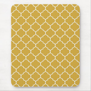 Gold Quatrefoil Pattern Mouse Mat