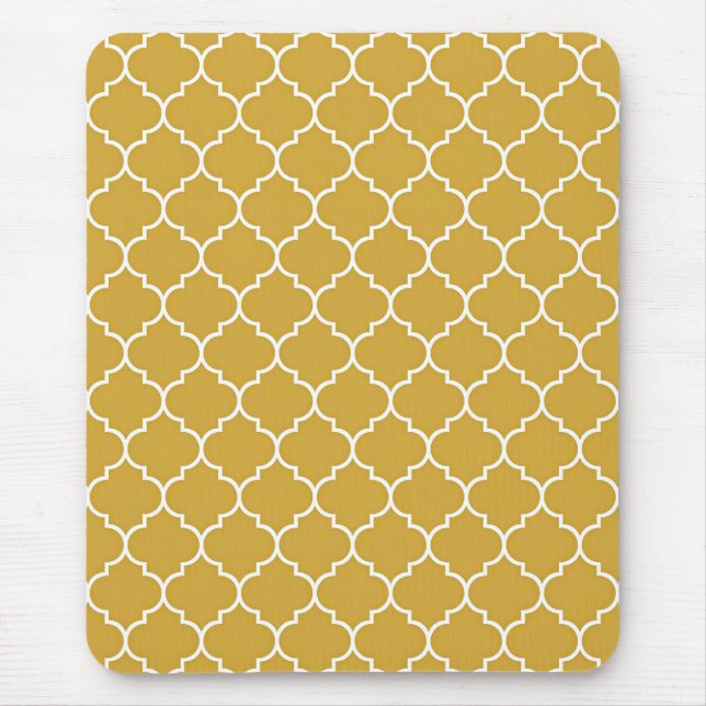 Gold Quatrefoil Pattern Mouse Mat (Front)