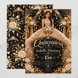 Gold Quinceañera Elegance Invitation