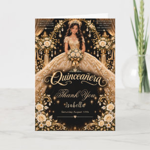 Gold Quinceañera Elegance Thank You Card
