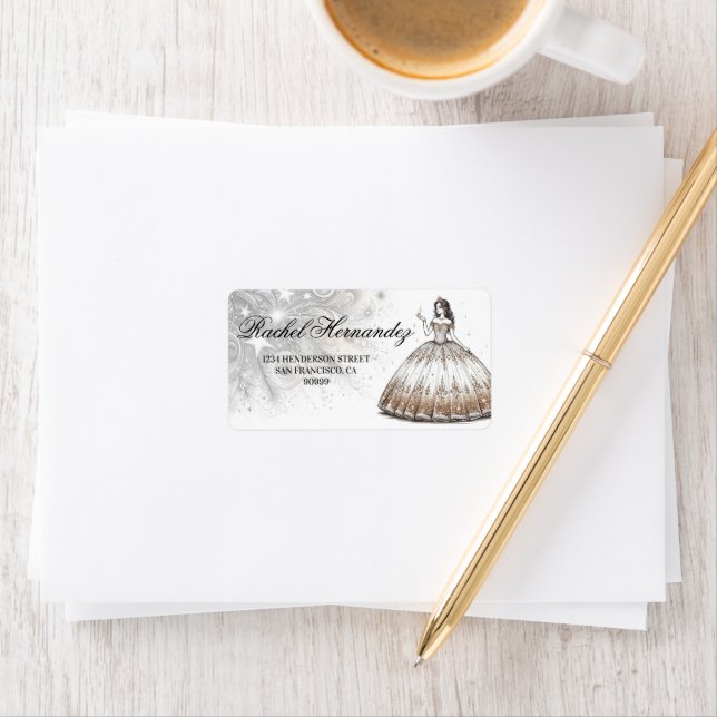 Gold Quinceañera Girl Label (Insitu)